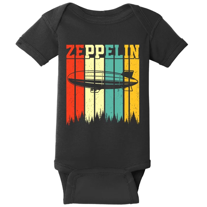 Retro Zeppelin 70s 80s Dirigible Airship Zepelin Zepplin Baby Bodysuit