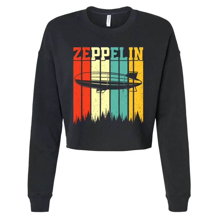 Retro Zeppelin 70s 80s Dirigible Airship Zepelin Zepplin Cropped Pullover Crew