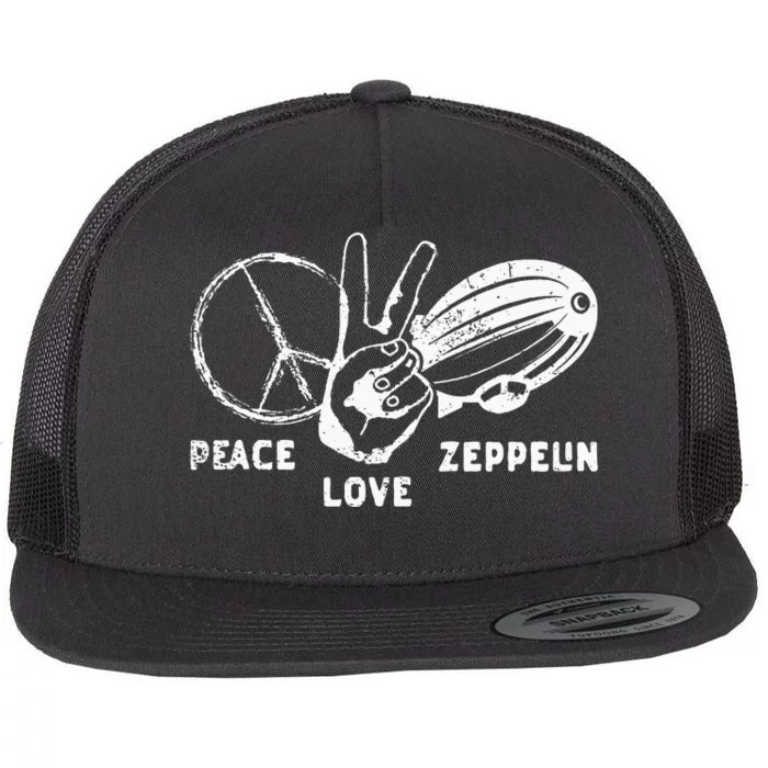 Retro Zeppelin 70s 80s Dirigible Airship Zepelin Zepplin Flat Bill Trucker Hat