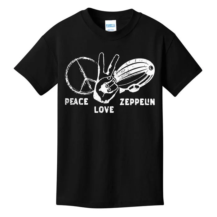 Retro Zeppelin 70s 80s Dirigible Airship Zepelin Zepplin Kids T-Shirt