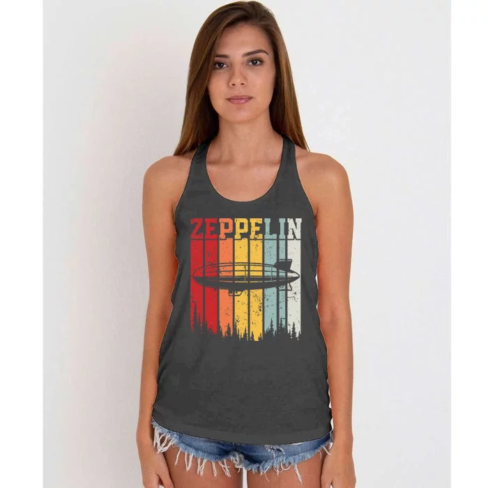 Retro Zeppelin 70s 80s Dirigible Airship Zepelin Zepplin Women's Knotted Racerback Tank