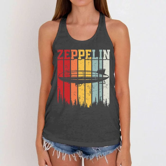 Retro Zeppelin 70s 80s Dirigible Airship Zepelin Zepplin Women's Knotted Racerback Tank