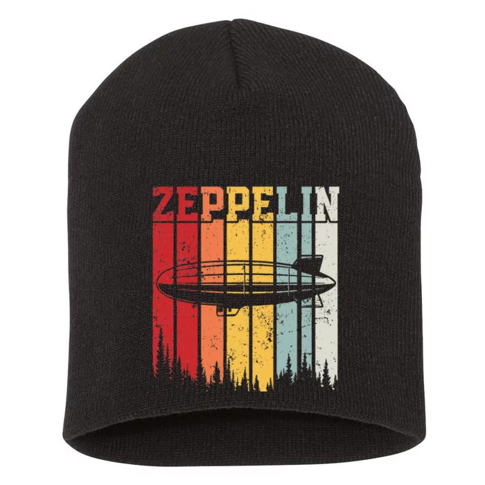 Retro Zeppelin 70s 80s Dirigible Airship Zepelin Zepplin Short Acrylic Beanie