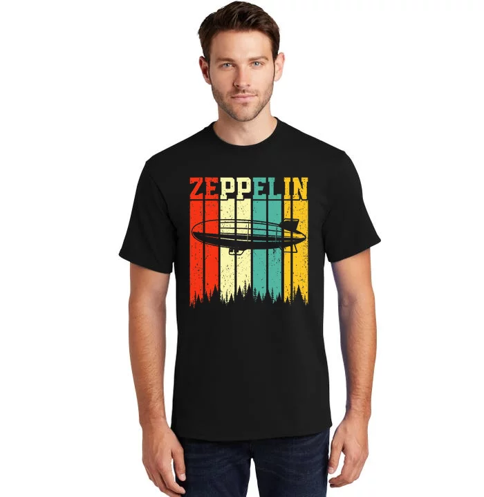 Retro Zeppelin 70s 80s Dirigible Airship Zepelin Zepplin Tall T-Shirt