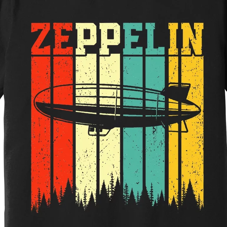 Retro Zeppelin 70s 80s Dirigible Airship Zepelin Zepplin Premium T-Shirt