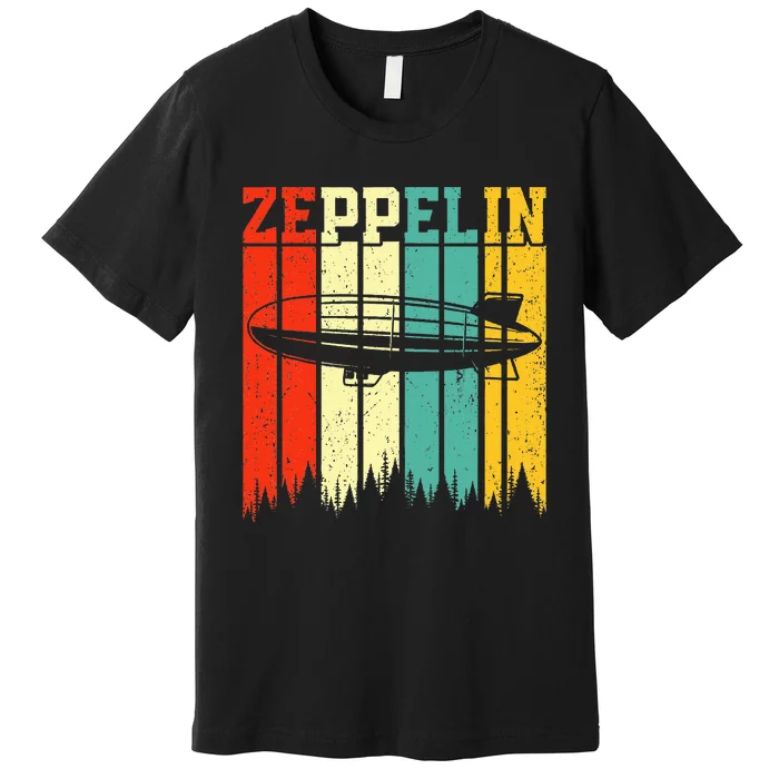 Retro Zeppelin 70s 80s Dirigible Airship Zepelin Zepplin Premium T-Shirt