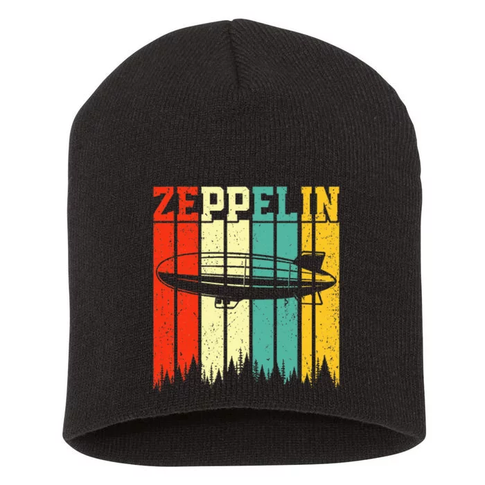 Retro Zeppelin 70s 80s Dirigible Airship Zepelin Zepplin Short Acrylic Beanie