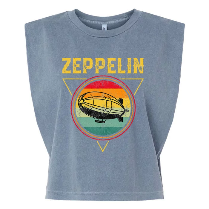 Retro Zeppelin Funny Dirigible Blimp Airship 70s 80s Garment-Dyed Women's Muscle Tee