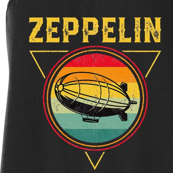 Retro Zeppelin Funny Dirigible Blimp Airship 70s 80s Women's Racerback Tank