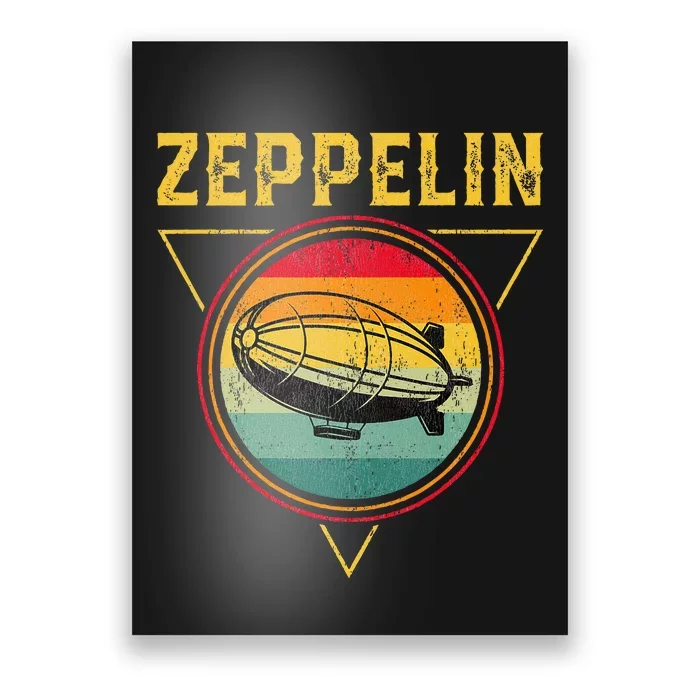 Retro Zeppelin Funny Dirigible Blimp Airship 70s 80s Poster