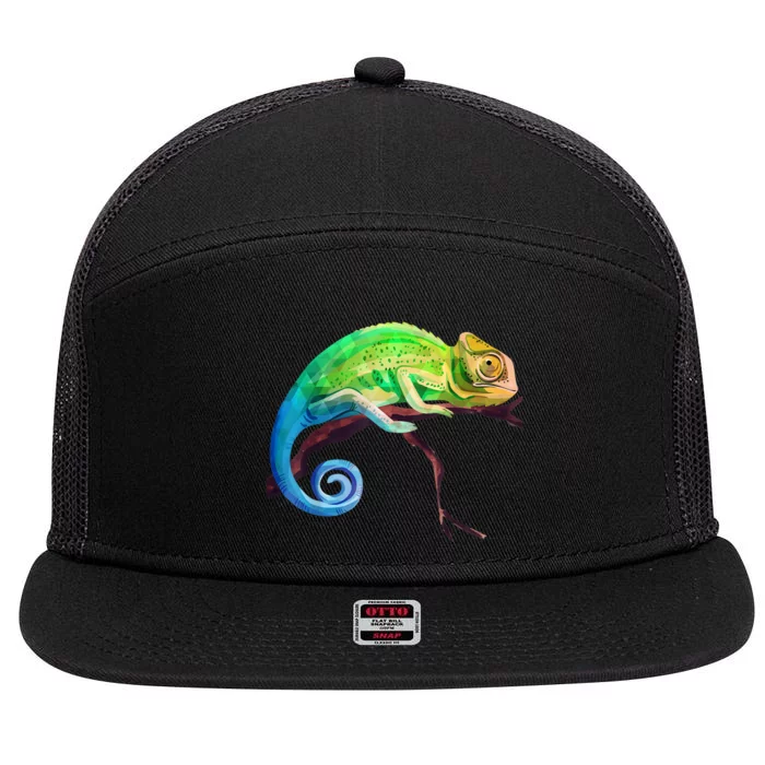 Reptile Zoo Keeper Idea Lizard Safari Chameleon 7 Panel Mesh Trucker Snapback Hat