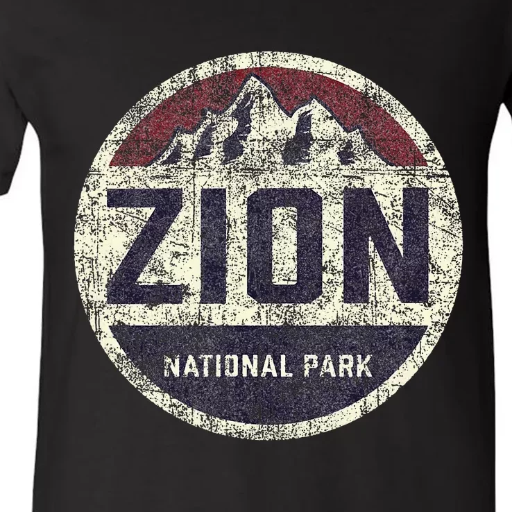 Retro Zion National Park Utah Mountain Hiking V-Neck T-Shirt