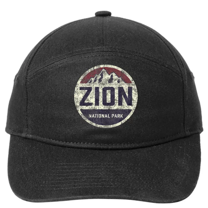 Retro Zion National Park Utah Mountain Hiking 7-Panel Snapback Hat