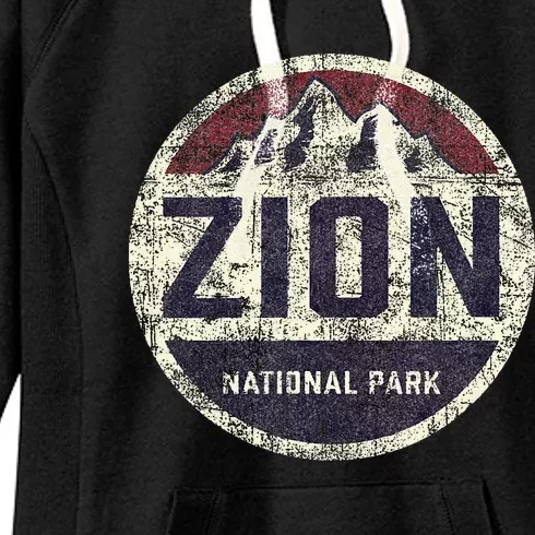 Retro Zion National Park Utah Mountain Hiking Women's Fleece Hoodie