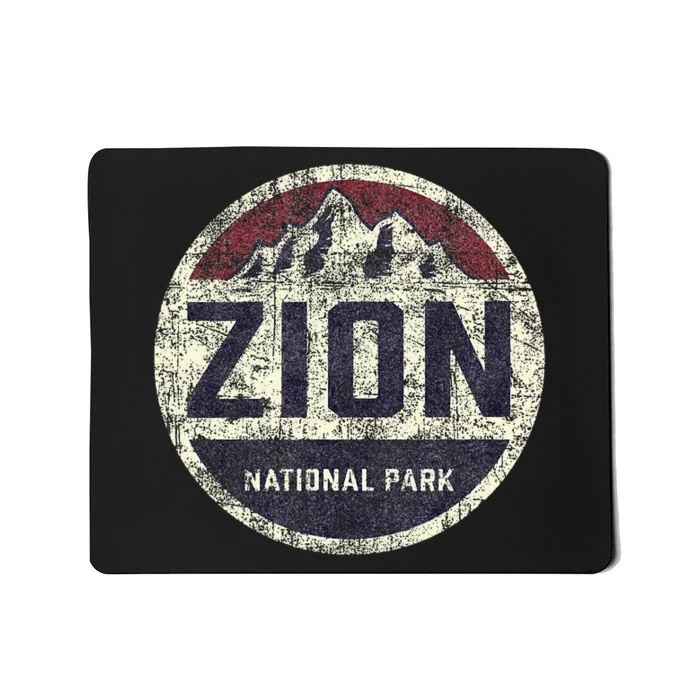 Retro Zion National Park Utah Mountain Hiking Mousepad