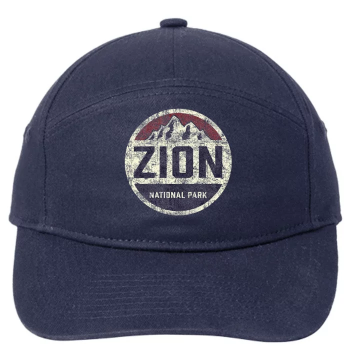 Retro Zion National Park Utah Mountain Hiking 7-Panel Snapback Hat