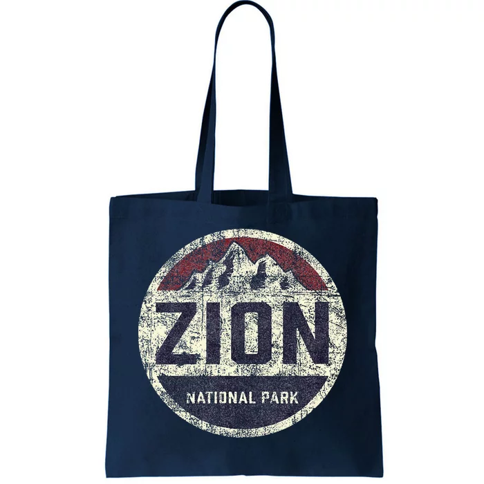 Retro Zion National Park Utah Mountain Hiking Tote Bag