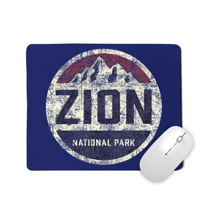 Retro Zion National Park Utah Mountain Hiking Mousepad