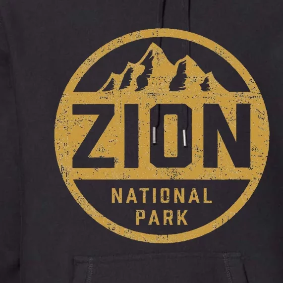 Retro Zion National Park Utah Mountain Hiking Premium Hoodie