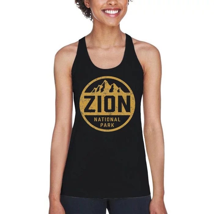 Retro Zion National Park Utah Mountain Hiking Women's Racerback Tank