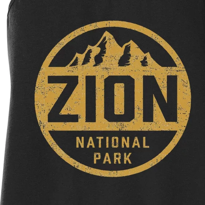 Retro Zion National Park Utah Mountain Hiking Women's Racerback Tank