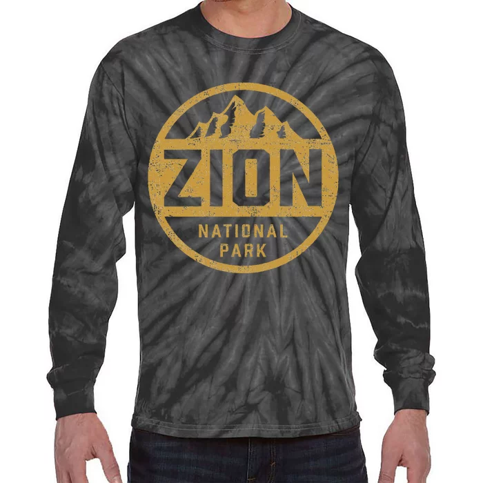 Retro Zion National Park Utah Mountain Hiking Tie-Dye Long Sleeve Shirt