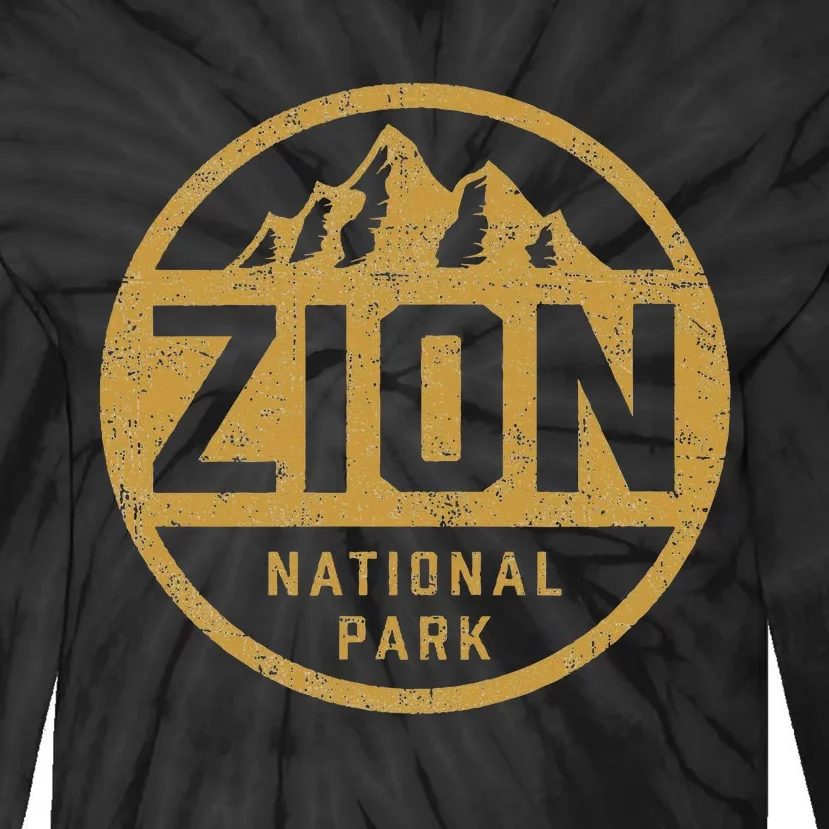 Retro Zion National Park Utah Mountain Hiking Tie-Dye Long Sleeve Shirt