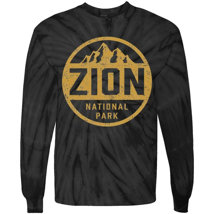 Retro Zion National Park Utah Mountain Hiking Tie-Dye Long Sleeve Shirt