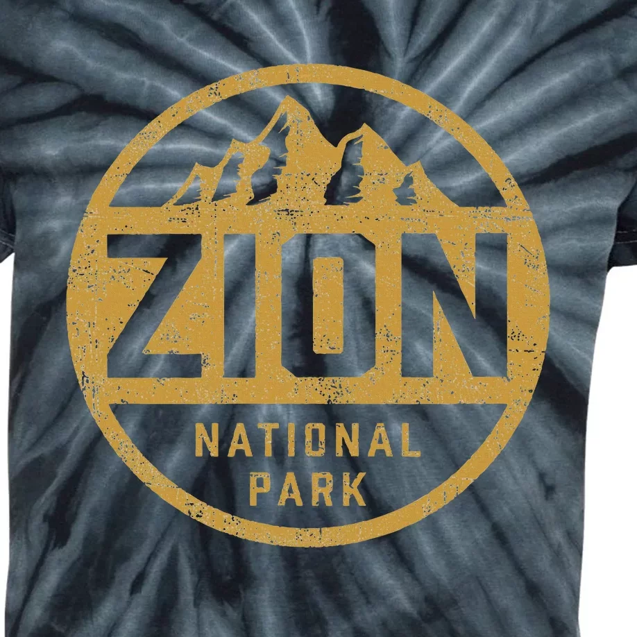 Retro Zion National Park Utah Mountain Hiking Kids Tie-Dye T-Shirt