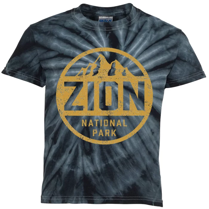 Retro Zion National Park Utah Mountain Hiking Kids Tie-Dye T-Shirt