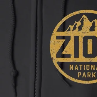 Retro Zion National Park Utah Mountain Hiking Full Zip Hoodie