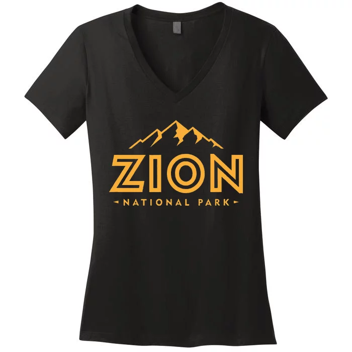 Retro Zion National Park Utah Mountain Women's V-Neck T-Shirt