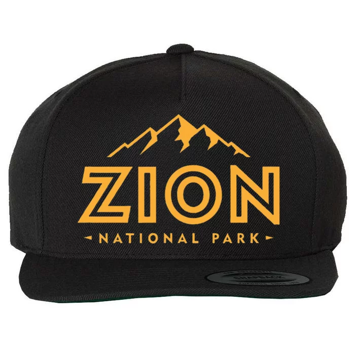 Retro Zion National Park Utah Mountain Wool Snapback Cap