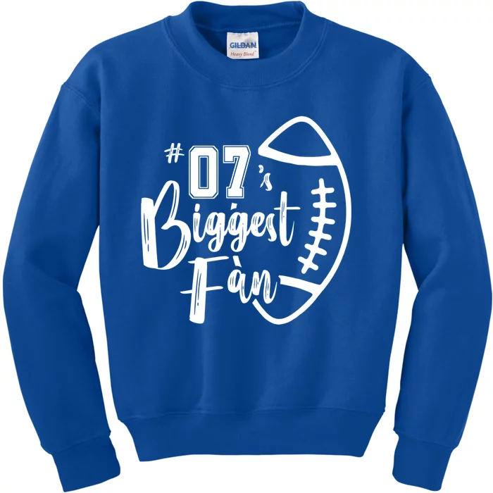 Seven 07 Biggest Fan Gift Football Mom Dad Sister Brother Gift Kids Sweatshirt