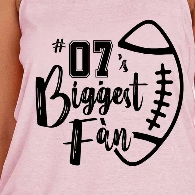 Seven 07 Biggest Fan Gift Football Mom Dad Sister Brother Gift Women's Knotted Racerback Tank