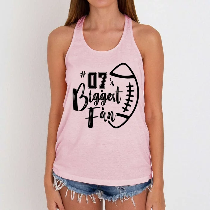 Seven 07 Biggest Fan Gift Football Mom Dad Sister Brother Gift Women's Knotted Racerback Tank