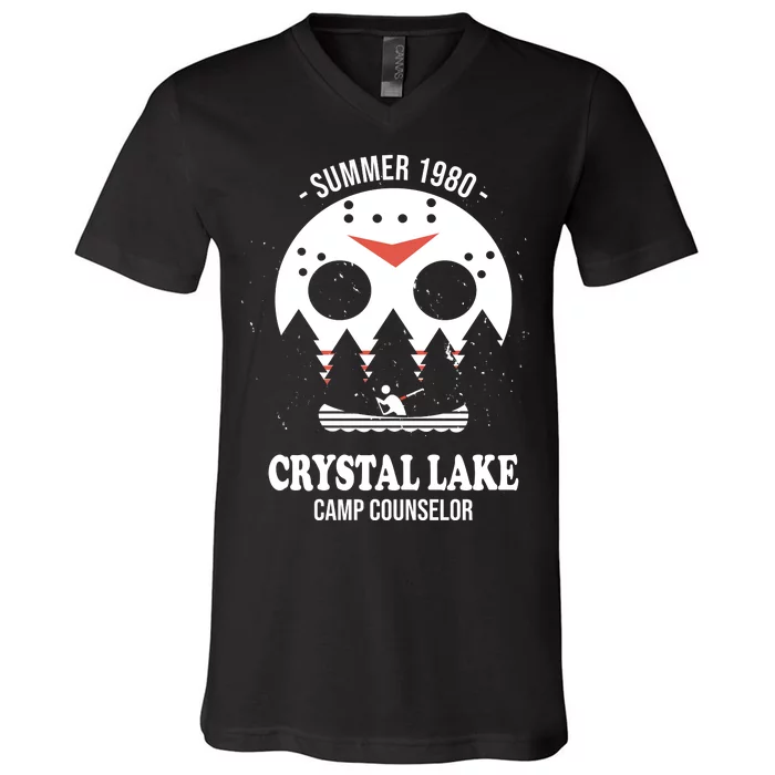 Summer 1980 Crystal Lake Camp Counselor V-Neck T-Shirt