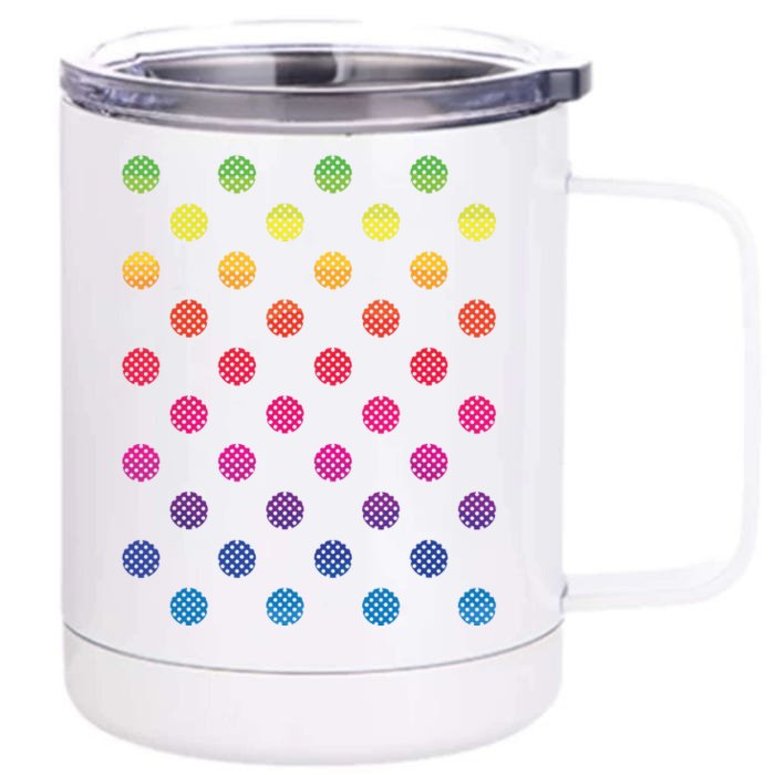 September 15th Dot Day Multicolor Rainbow Polka Dot Front & Back 12oz Stainless Steel Tumbler Cup