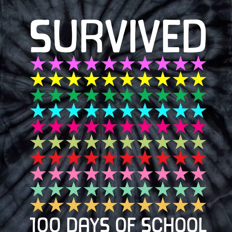 Survived 100 Days Of School Funny Stars Tie-Dye T-Shirt