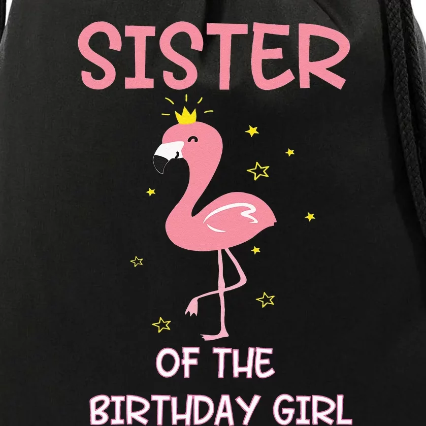 Sister 1st First Birthday Matching Family Flamingo Party Drawstring Bag