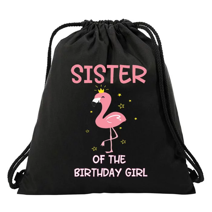 Sister 1st First Birthday Matching Family Flamingo Party Drawstring Bag