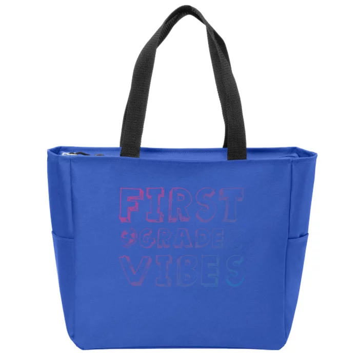 School 1St Grade Gift Back To School First Grade Vibes Cool Gift Zip Tote Bag