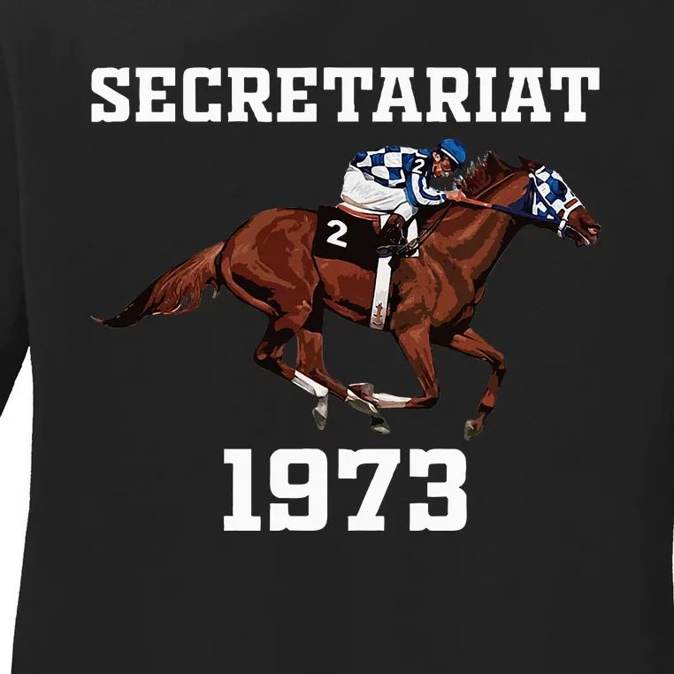 Secretariat 1973 Horse Racing Ladies Long Sleeve Shirt