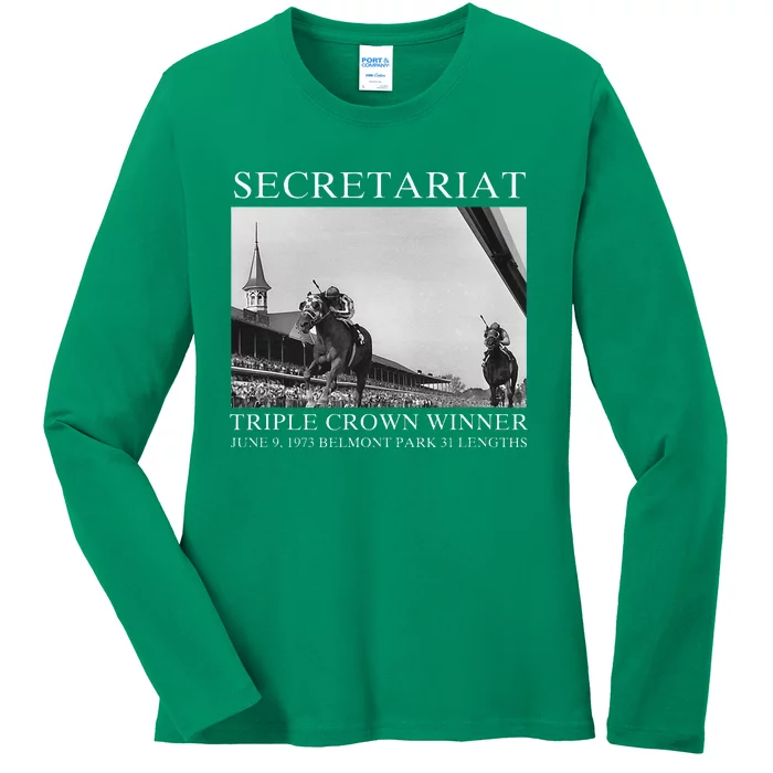 Secretariat 1973 Horse Racing Ladies Long Sleeve Shirt