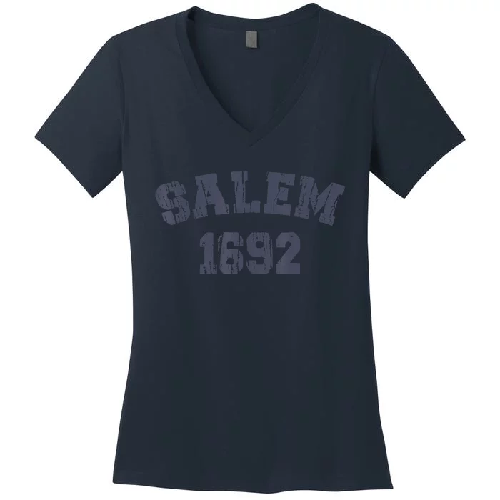 Salem 1692 Halloween Witch Retro Women's V-Neck T-Shirt