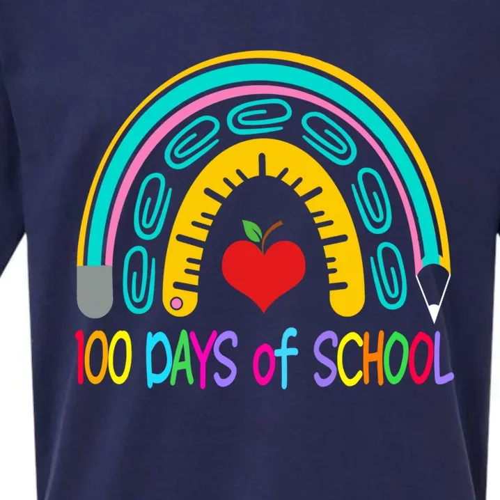 Student 100th Of School Teacher 100 Th Days Smarter Rainbow Cool Gift Sueded Cloud Jersey T-Shirt