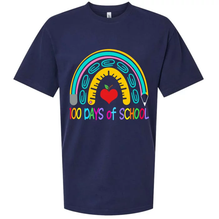 Student 100th Of School Teacher 100 Th Days Smarter Rainbow Cool Gift Sueded Cloud Jersey T-Shirt