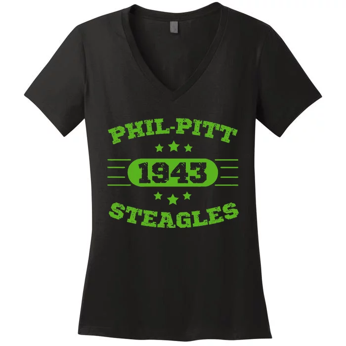 Steagles 1943 Philpitt Steagles Logo Football Fans Steagles Women's V-Neck T-Shirt