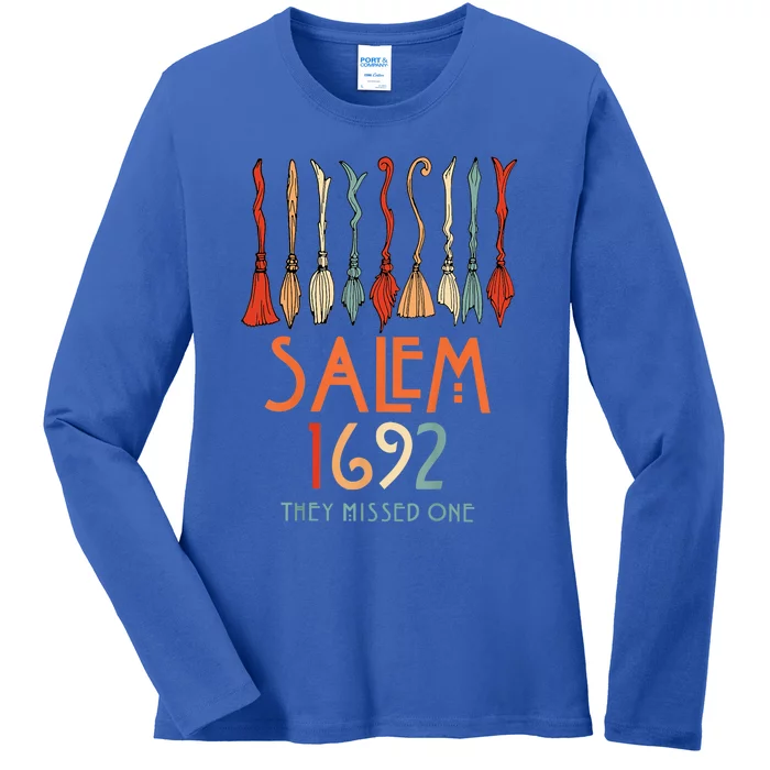 Salem 1692 They Missed One Salem Witchs Broom Halloween Gift Ladies Long Sleeve Shirt