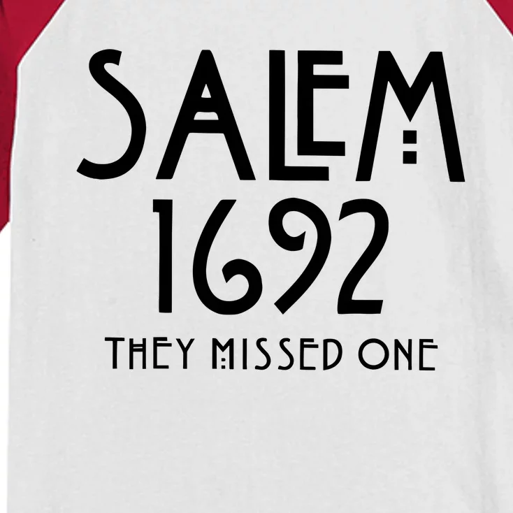 Salem 1692 They Missed One Halloween Kids Colorblock Raglan Jersey